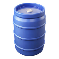 Blue Plastic Barrel With White Lid Isolated On Transparent Background