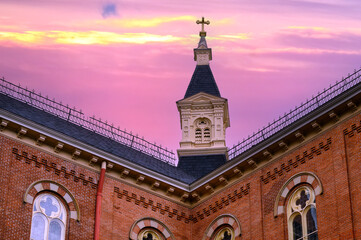 Colonial architecture of Old St. Mary Catholic Church, Detroit, USA
