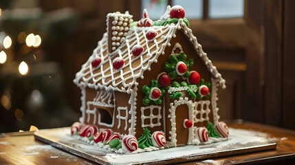 Beautifully Crafted Gingerbread House with Festive for the Holiday Season