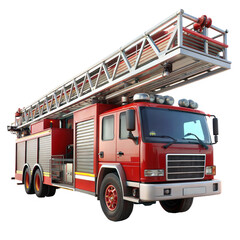 Fire truck with extended ladder for emergency rescue