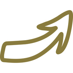 Cute volume round arrow pointing to the right with outline.  Hand drawn simple arrow. Doodle business arrow mark icon for social media, banner, design isolated on white background