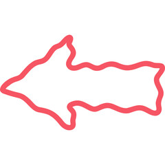 Cute hand drawn line wavy arrow pointing to the left. Thin simple arrow. Doodle business arrow mark icon for social media, banner, design isolated on white background