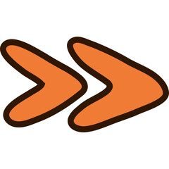 Cute comic arrow as next symbol. Bold and funky arrow with scribble outline. Doodle hand drawn business arrow mark icon for web, banner, design isolated on white background