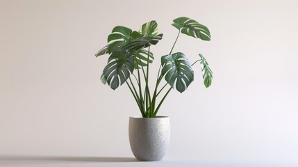 Obraz premium Potted Monstera on a white backdrop.