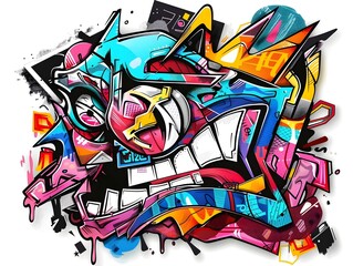 Stylish Streetwear Graffiti Art with Vibrant Colors and Patterns