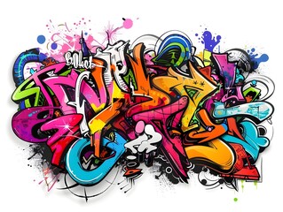 Naklejka premium Stylish Streetwear Graffiti Artwork for Shirt Design on White Background