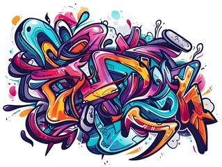 Naklejka premium Stylish Streetwear Graffiti Artwork for Shirt Design on White Background