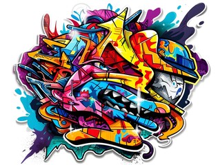 Stylish Streetwear Graffiti Artwork Suitable for Shirt Design on White Background