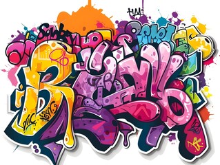 Stylish Streetwear Graffiti Design for Shirt or Sticker with Vibrant Colors and Bold Urban Expression