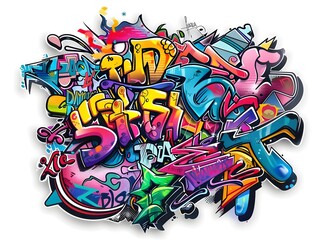 Fototapeta premium Stylish Streetwear Graffiti Design for Sticker or Shirt Graphics on White Background