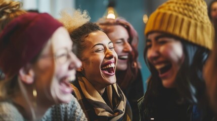 Joyful Gathering of Diverse Friends Laughing Together