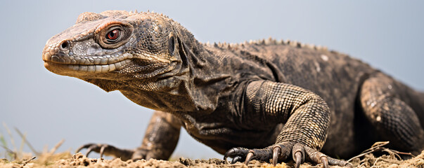 Obraz premium Close-Up of a Brown Monitor Lizard in a Natural Setting
