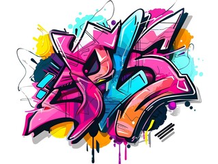 Naklejka premium Stylish Streetwear Graffiti Design for Vibrant Sticker or T shirt Graphics