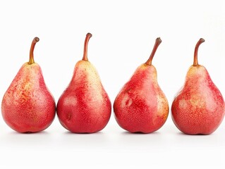 Vibrant Red Pears: Fresh and Captivating in a Group of Four