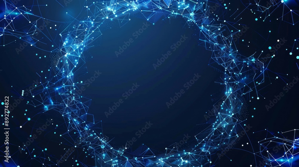 Poster abstract blue background frame with geometric shapes in a vector illustration circular ornament patt