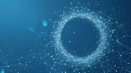 Obraz premium Abstract blue background frame with geometric shapes in a vector illustration Circular ornament pattern consisting of dots particles molecules and fragments Designed for technology