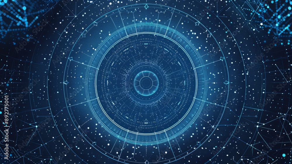 Poster abstract blue background frame with geometric shapes in a vector illustration circular ornament patt