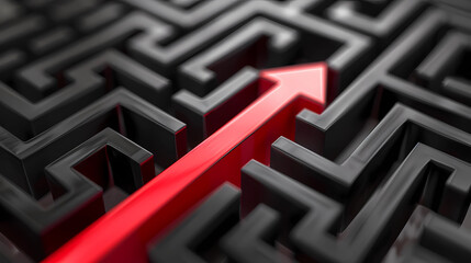 Solving the Puzzle: Red Arrow Finding the Exit in a Complex Maze