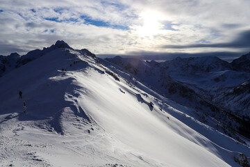 Kasprowy Wierch and the surrounding area in winter.