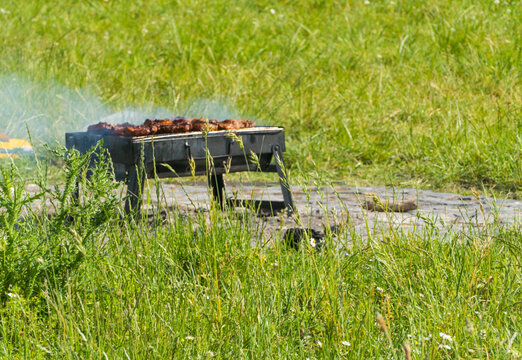 Grill auf Wiese