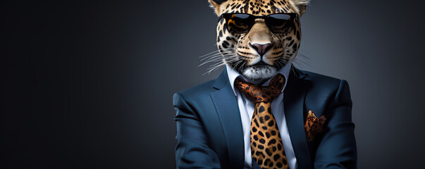 Leopard In A Suit With Sunglasses