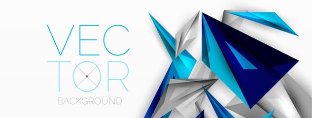 Minimal geometric abstract background. Low poly dynamic triangle design. Trendy techno business template for wallpaper, banner, background or landing