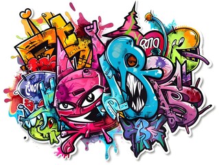 Stylish Graffiti Sticker Design for Streetwear Fashion
