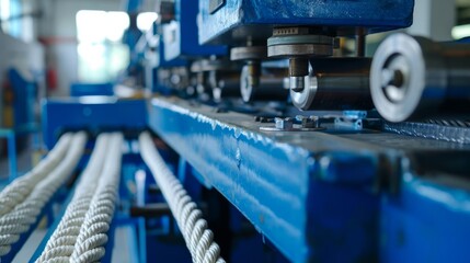 Fototapeta premium Closeup of a highquality nylon rope making machine in a factory setting