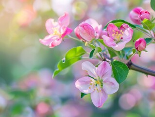 Fototapeta premium Blooming Beauties: A Radiant Spring Fruit Background