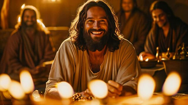 Jesus Christ passionately speaking to a group of followers in a desert setting, emphasizing teachings and spiritual guidance. This scene is ideal for religious, educational, and inspirational content.