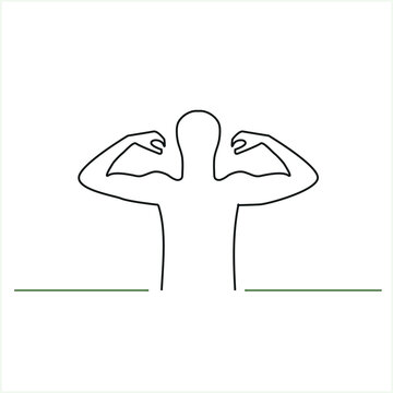 recommend clip art: Strong man line icon. Simple outline style. Muscle, arm, biceps, strength, protein, body, man, strength, flexibility, human body concept. Vector illustration isolated on white background.