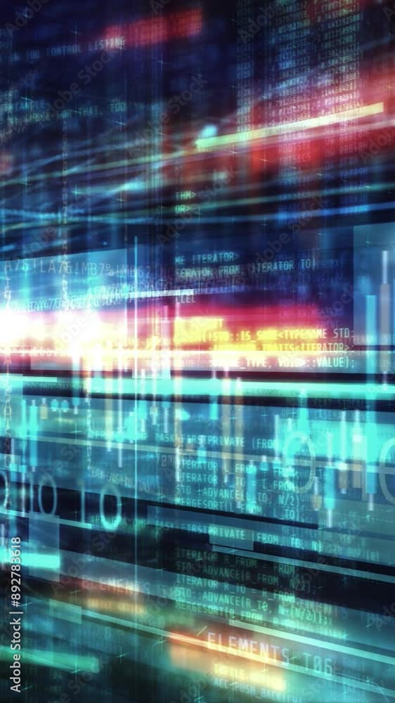 Poster abstract stock exchange data in a virtual stream.