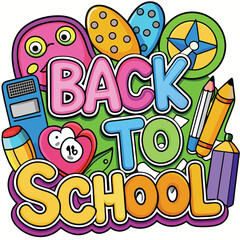 Back to School Illustration with Supplies.