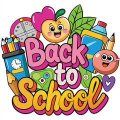 Back to School Illustration with Supplies.