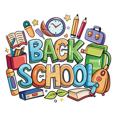 Back to School Illustration with Supplies.