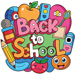 Back to School Illustration with Supplies.
