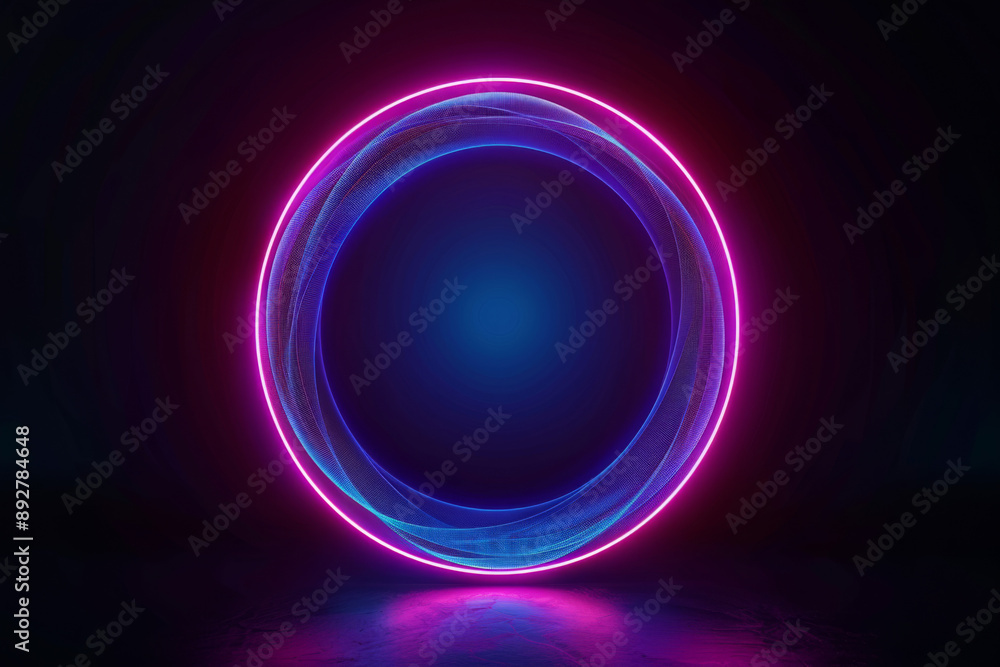 Wall mural creative digital tech circle on dark background. big data and technology concept. 3d rendering.