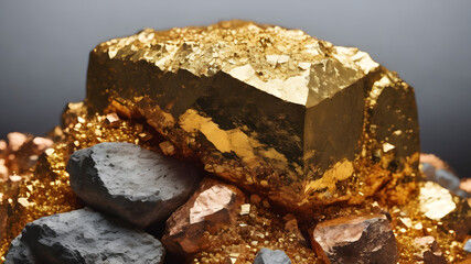 Lump of pure gold silver and copper ore Generative AI