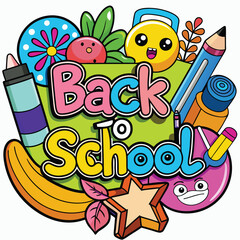 Back to School Illustration with Supplies.