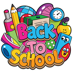 Back to School Illustration with Supplies.
