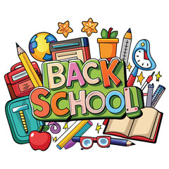 Fototapeta premium Back to School Illustration with Supplies.