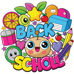 Back to School Illustration with Supplies.