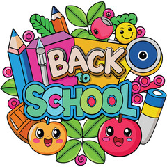 Back to School Illustration with Supplies.
