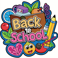 Back to School Illustration with Supplies.