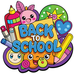 Back to School Illustration with Supplies.