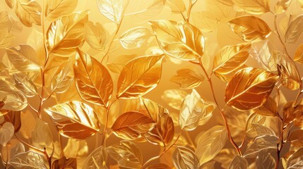 Illustration of a textured gold foil leaf with a glass effect designed as a background