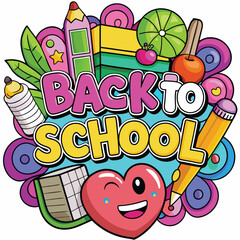 Back to School Illustration with Supplies.