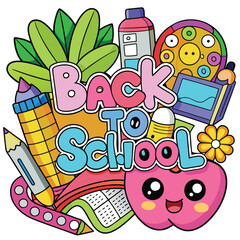 Back to School Illustration with Supplies.