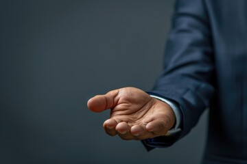 Fototapeta premium Businessman holding his open empty hand