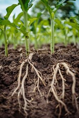 Fototapeta premium Healthy Plant Roots in Conservation Tillage System Highlighting Sustainable Agriculture Practices